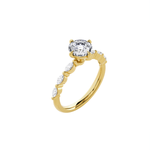 Round Lab Grown Diamond Side Stone Engagement Ring