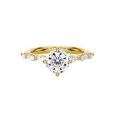 Round Lab Grown Diamond Side Stone Engagement Ring
