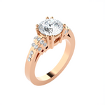 Round Lab Grown Diamond Side Stone Engagement Ring