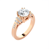Round Lab Grown Diamond Side Stone Engagement Ring