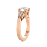 Round Lab Grown Diamond Side Stone Engagement Ring