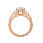 Round Lab Grown Diamond Side Stone Engagement Ring
