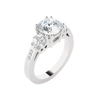 Round Lab Grown Diamond Side Stone Engagement Ring