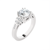 Round Lab Grown Diamond Side Stone Engagement Ring