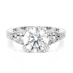Round Lab Grown Diamond Side Stone Engagement Ring
