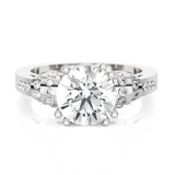 Round Lab Grown Diamond Side Stone Engagement Ring