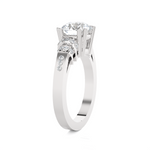 Round Lab Grown Diamond Side Stone Engagement Ring
