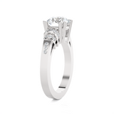 Round Lab Grown Diamond Side Stone Engagement Ring