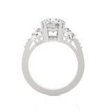 Round Lab Grown Diamond Side Stone Engagement Ring