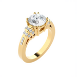 Round Lab Grown Diamond Side Stone Engagement Ring