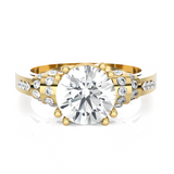 Round Lab Grown Diamond Side Stone Engagement Ring