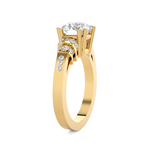 Round Lab Grown Diamond Side Stone Engagement Ring
