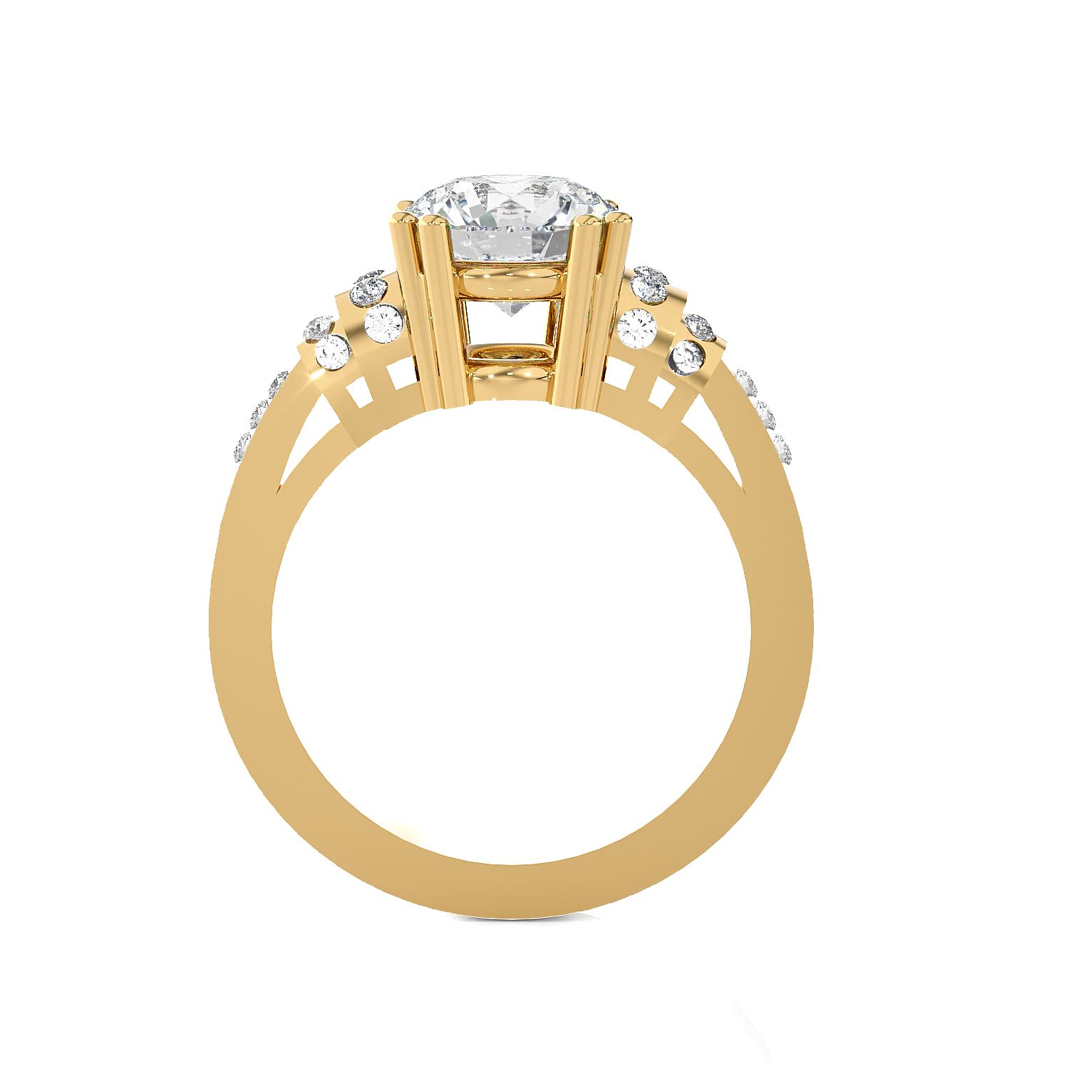Round Lab Grown Diamond Side Stone Engagement Ring