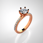 Round Lab Grown Diamond Side Stone Engagement Ring