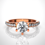Round Lab Grown Diamond Side Stone Engagement Ring