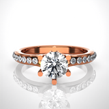 Round Lab Grown Diamond Side Stone Engagement Ring