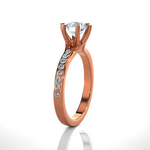 Round Lab Grown Diamond Side Stone Engagement Ring