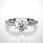 Round Lab Grown Diamond Side Stone Engagement Ring