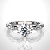 Round Lab Grown Diamond Side Stone Engagement Ring
