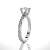 Round Lab Grown Diamond Side Stone Engagement Ring