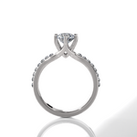 Round Lab Grown Diamond Side Stone Engagement Ring