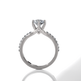 Round Lab Grown Diamond Side Stone Engagement Ring