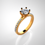 Round Lab Grown Diamond Side Stone Engagement Ring