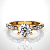 Round Lab Grown Diamond Side Stone Engagement Ring
