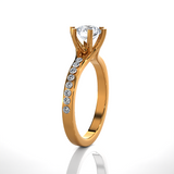 Round Lab Grown Diamond Side Stone Engagement Ring