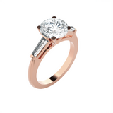 Round With Tapered Baguette Three Stone Lab Grown Diamond Ring