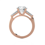 Round With Tapered Baguette Three Stone Lab Grown Diamond Ring