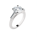 Round With Tapered Baguette Three Stone Lab Grown Diamond Ring