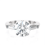 Round With Tapered Baguette Three Stone Lab Grown Diamond Ring