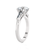 Round With Tapered Baguette Three Stone Lab Grown Diamond Ring