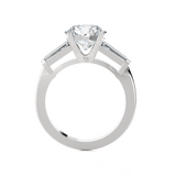 Round With Tapered Baguette Three Stone Lab Grown Diamond Ring