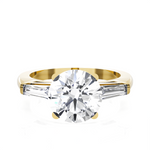 Round With Tapered Baguette Three Stone Lab Grown Diamond Ring