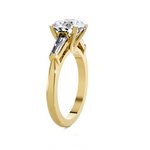 Round With Tapered Baguette Three Stone Lab Grown Diamond Ring