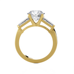 Round With Tapered Baguette Three Stone Lab Grown Diamond Ring