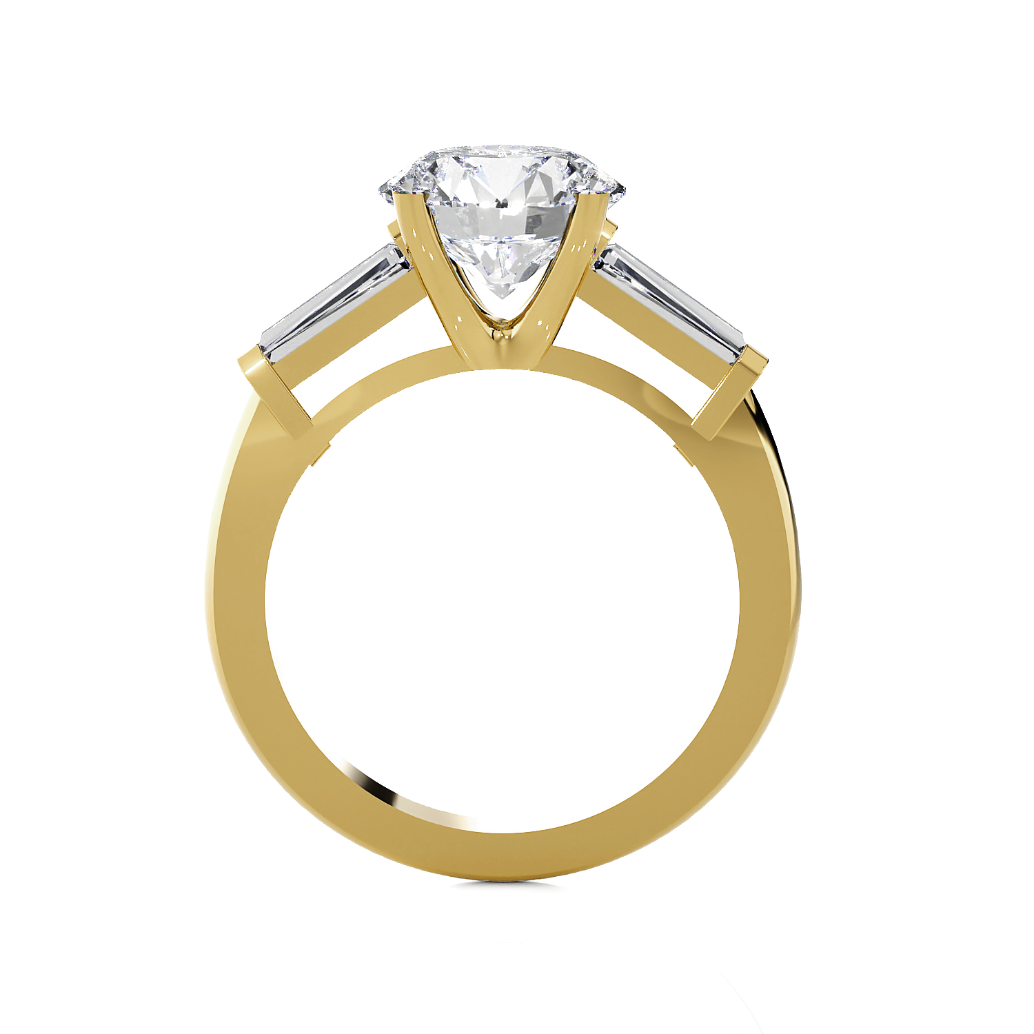 Round With Tapered Baguette Three Stone Lab Grown Diamond Ring