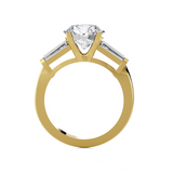 Round With Tapered Baguette Three Stone Lab Grown Diamond Ring
