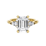 Emerald with Pear-Shaped Three Stone Lab Grown Diamond Ring