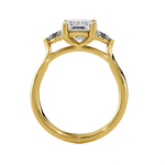 Emerald with Pear-Shaped Three Stone Lab Grown Diamond Ring