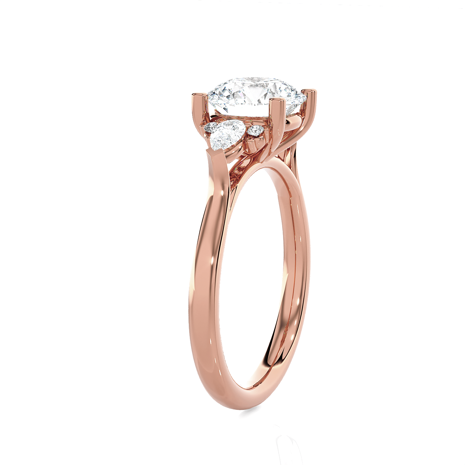 Round with Pear-Shaped Three Stone Lab Grown Diamond Ring