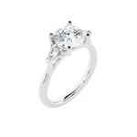 Round with Pear-Shaped Three Stone Lab Grown Diamond Ring