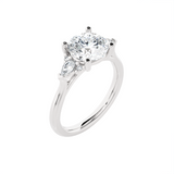 Round with Pear-Shaped Three Stone Lab Grown Diamond Ring