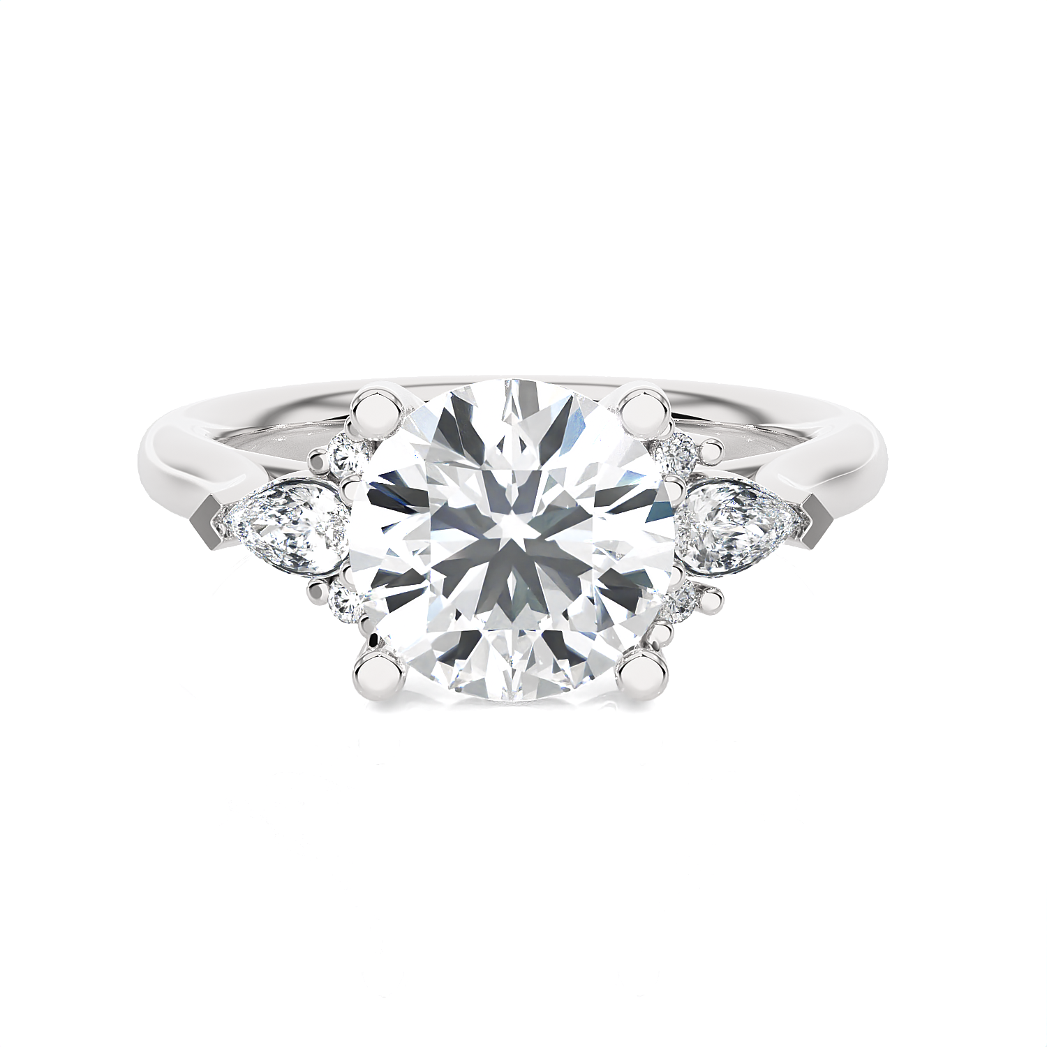 Round with Pear-Shaped Three Stone Lab Grown Diamond Ring