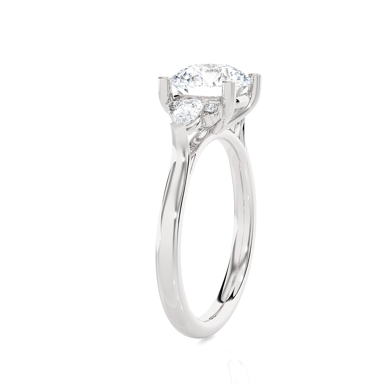 Round with Pear-Shaped Three Stone Lab Grown Diamond Ring