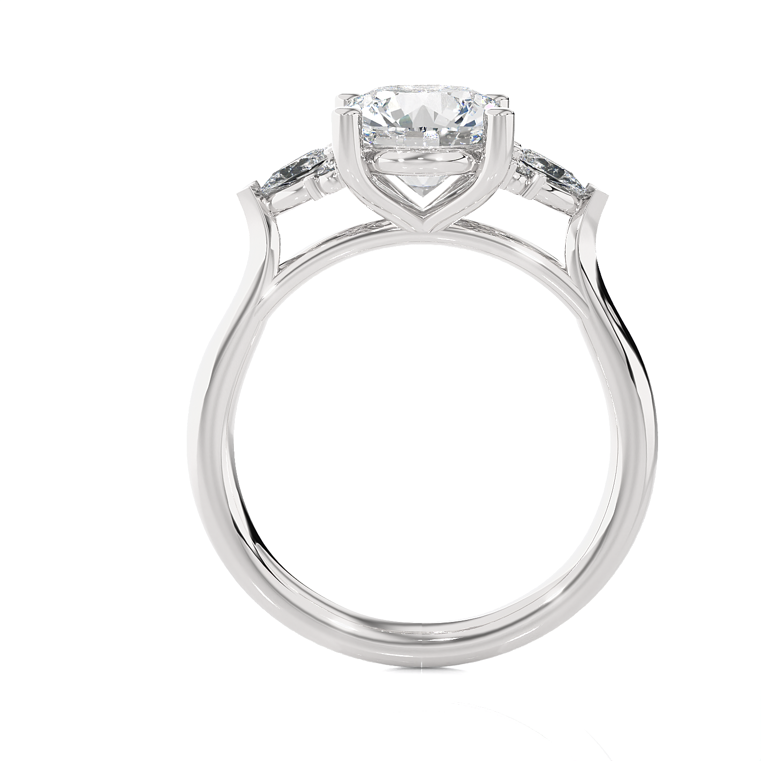 Round with Pear-Shaped Three Stone Lab Grown Diamond Ring