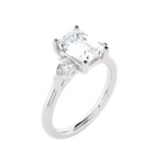 Emerald-Cut with Pear-Shaped Three Stone Lab Grown Diamond Ring