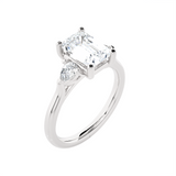 Emerald-Cut with Pear-Shaped Three Stone Lab Grown Diamond Ring